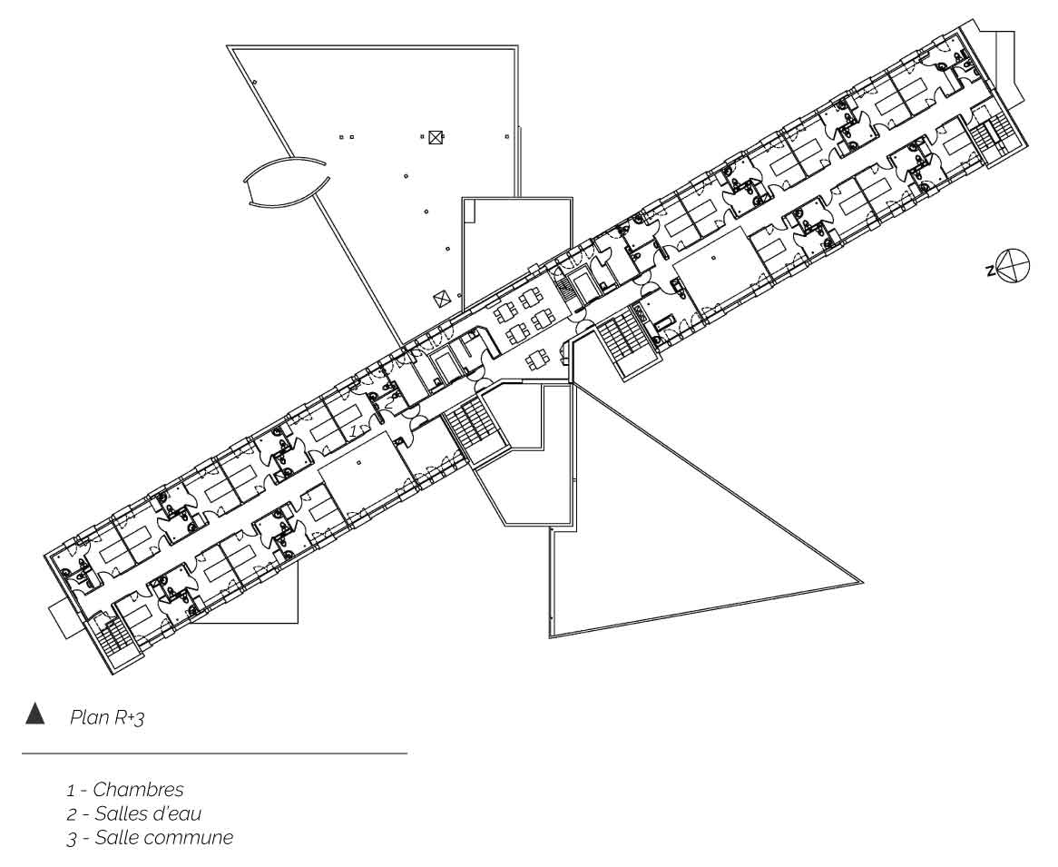 plan troisieme étage Etablissement MRS Le Cendre Gonin Architectes